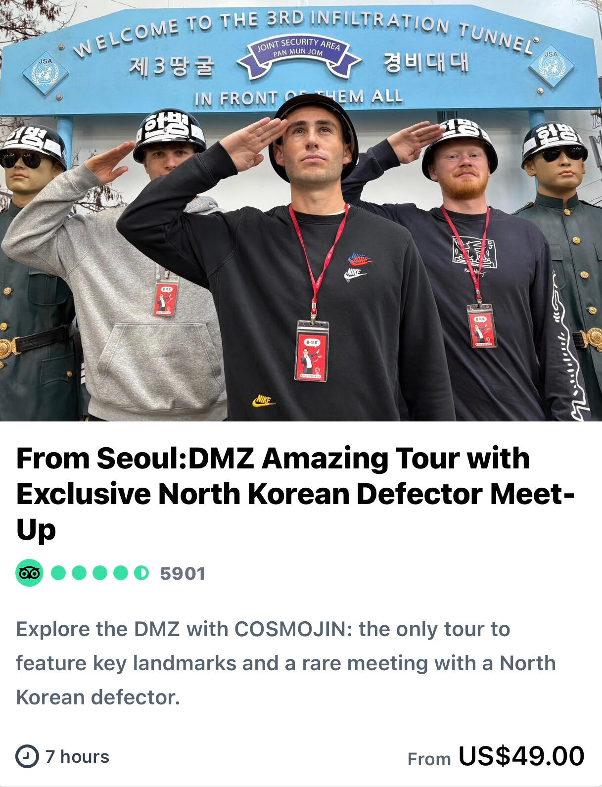 From Seoul:DMZ Amazing Tour with Exclusive North Korean Defector Meet-Up